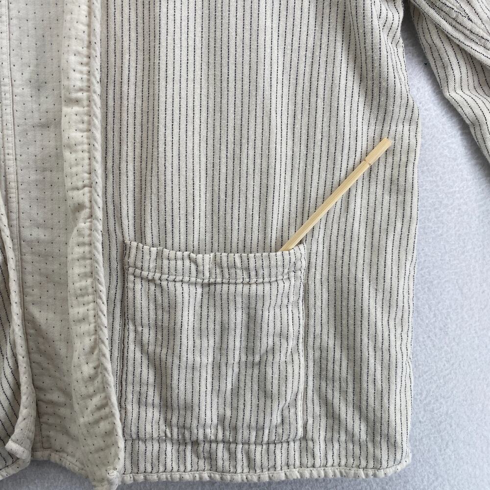 Eileen Fisher Jacket XL Reversible Organic Cotton Open Front Polka Stripe Beige - Picture 7 of 14